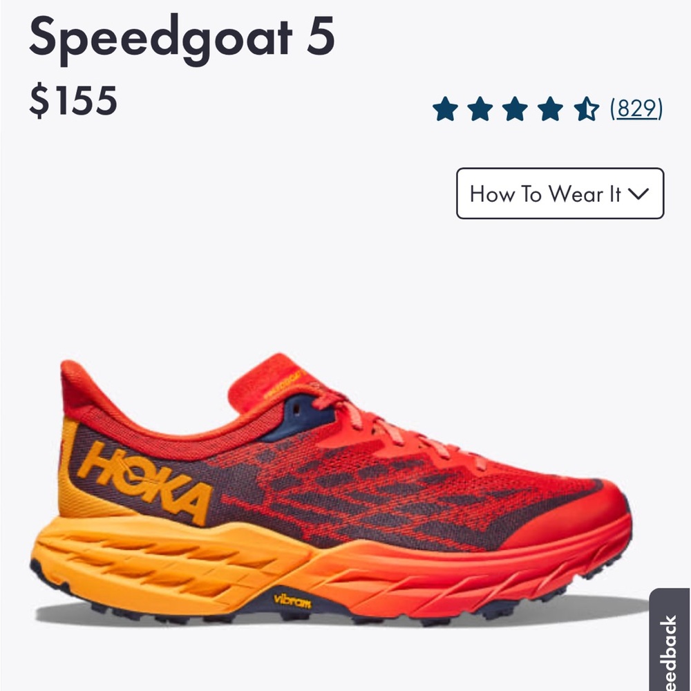 NEW with Box: HOKA SpeedGoat 5 Men’s Shoes Fiesta/Radiant Yellow: sz 11 Wide
